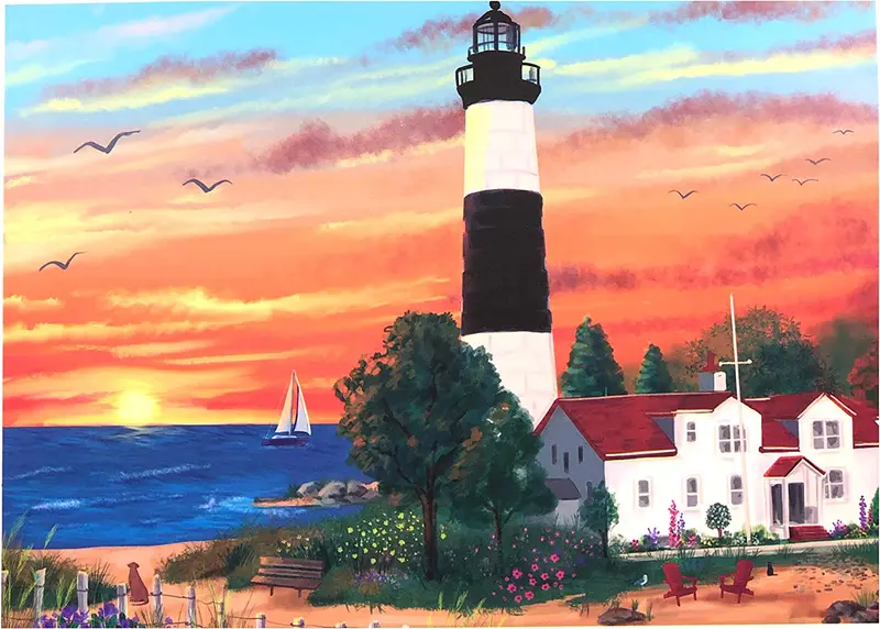 1000-Piece Jigsaw Puzzle, Lighthouse Sunset 1