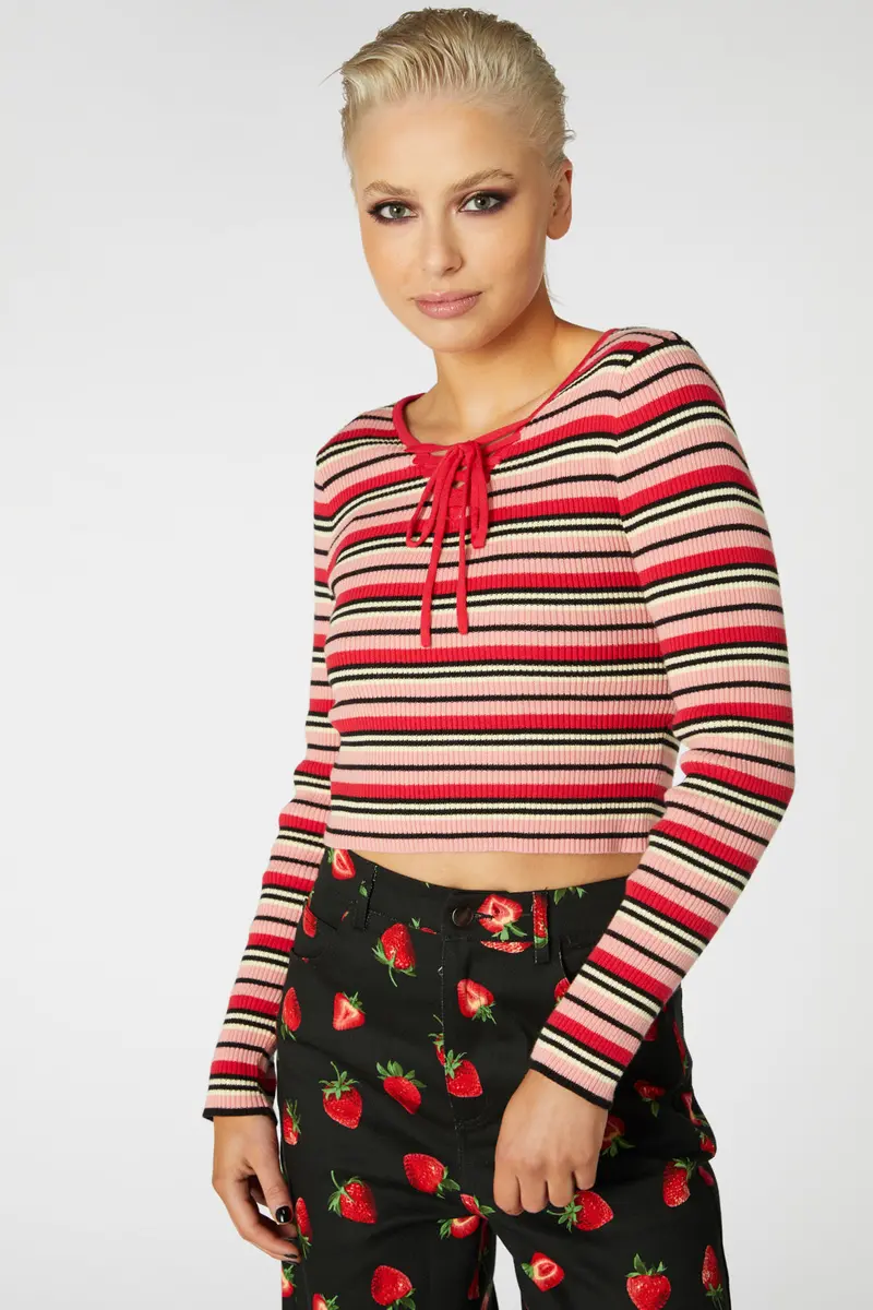 90S Fetch Stripey Crop Knit 1