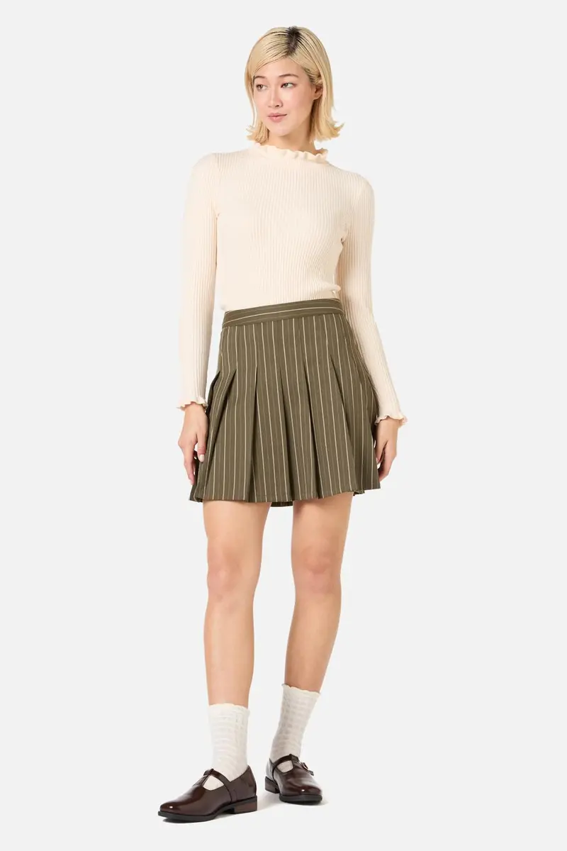 Abby Pinstripe Pleat Skirt 1