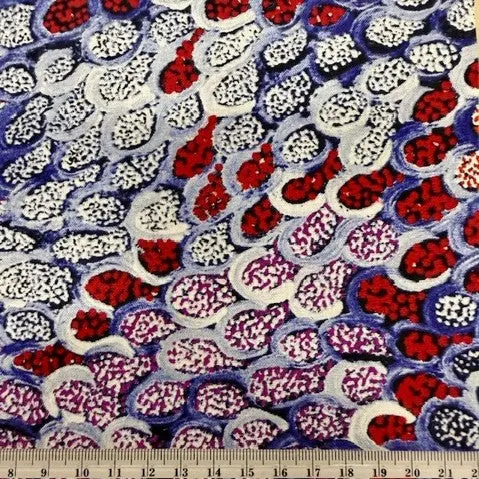 Aboriginal Print Fabric, Cindy Wallace Blue -140Cm Width 1