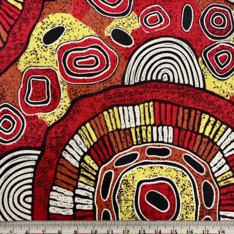 Aboriginal Print Fabric, Debra Mcdonald Multi -140Cm Width 1