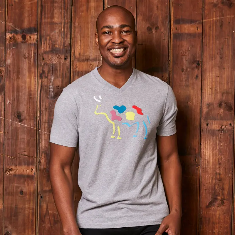 Abstract Nguni V-Neck Vervet Tee 1