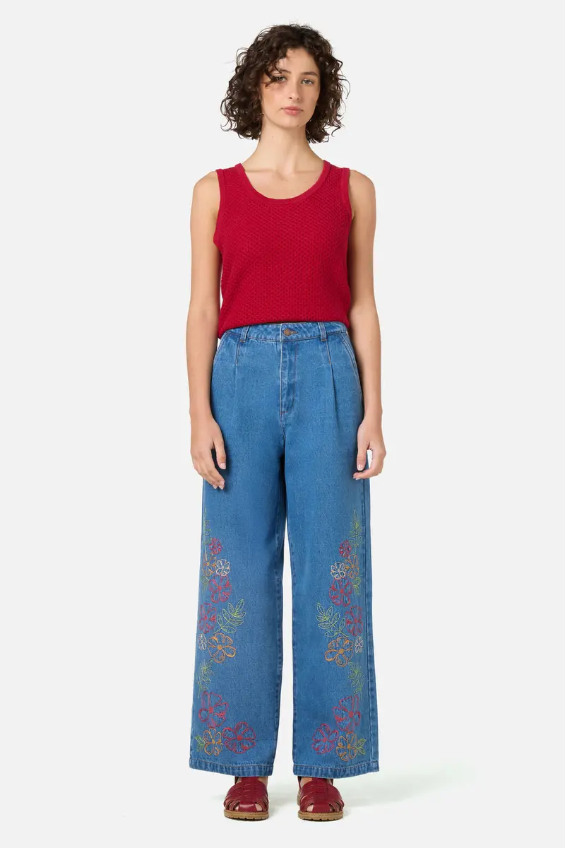 Alexa Flower Embroidered Jean 1