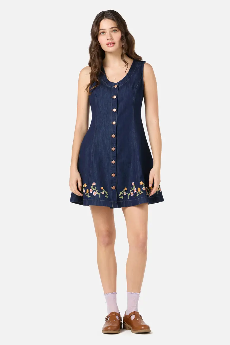 Alyssa Embroidered Denim Dress 1