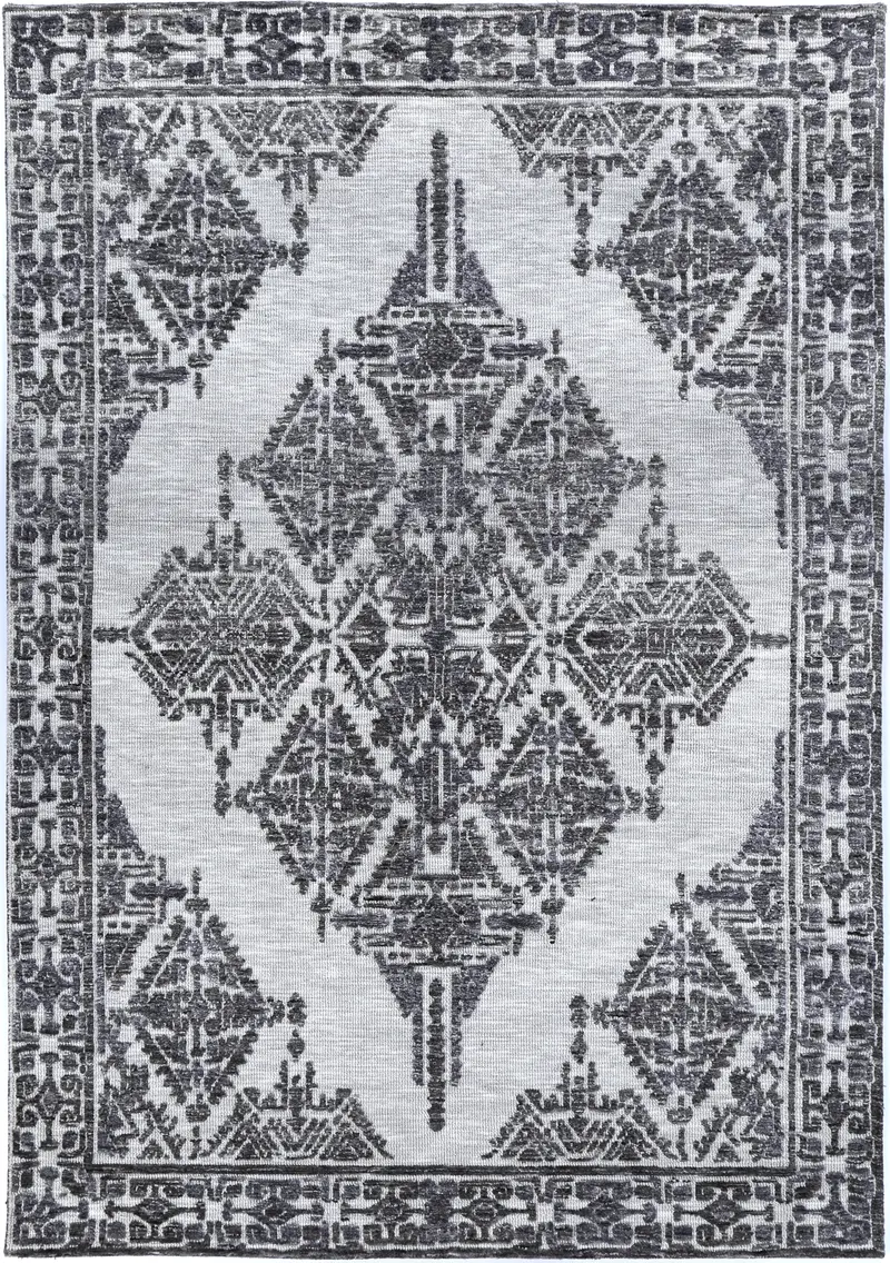 Ambarsar Beas Grey Cotton Blend Rug 1
