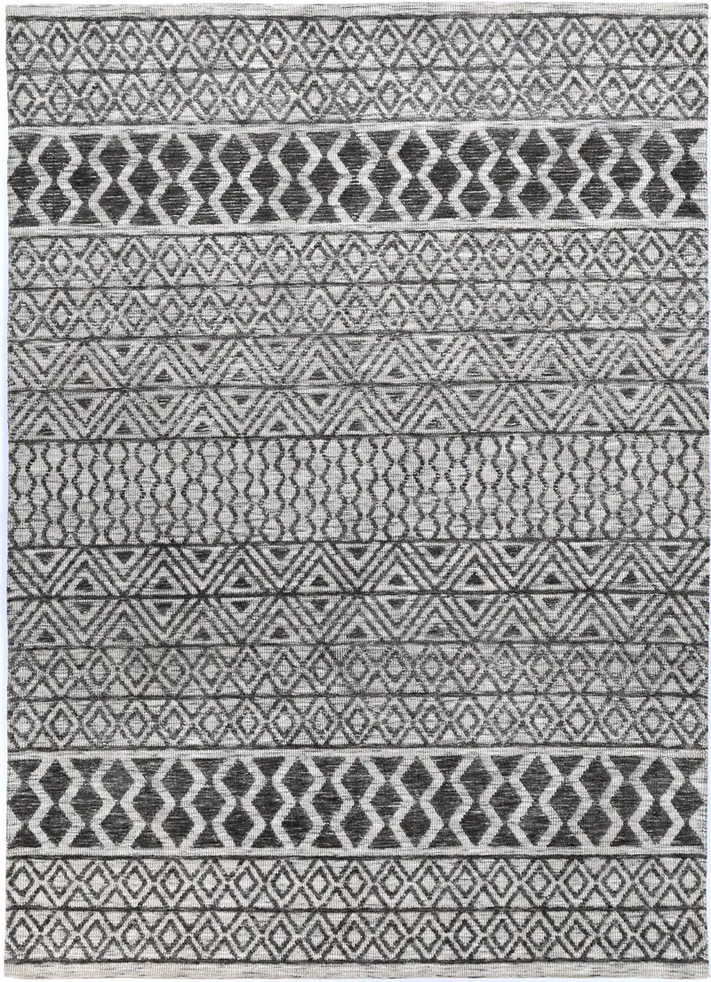 Amritsar Ramdass Charcoal & Beige Cotton Blend Rug 1