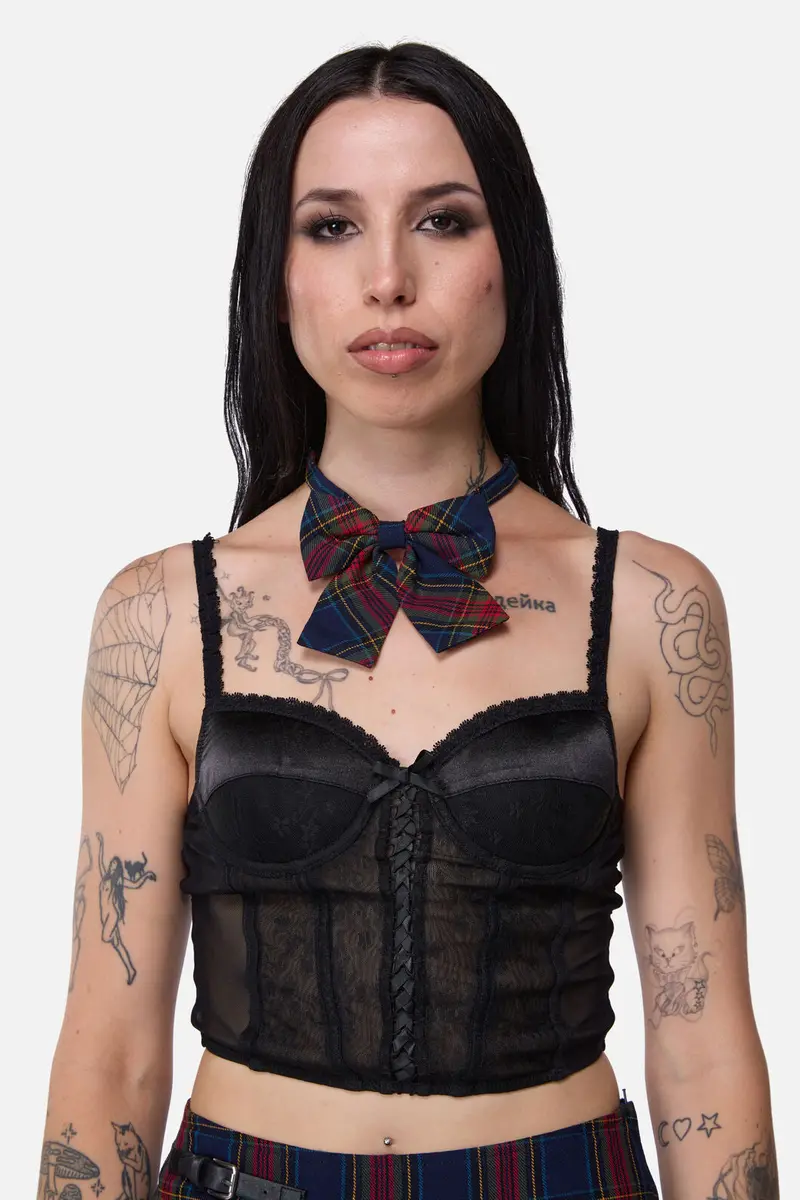 Antler Goth Tartan Bow Tie 1