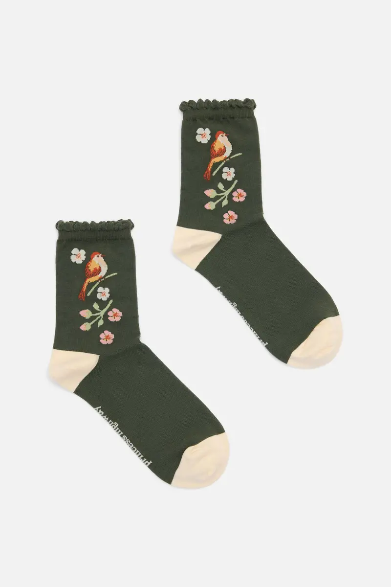 Apple Blossom Bird Sock 1