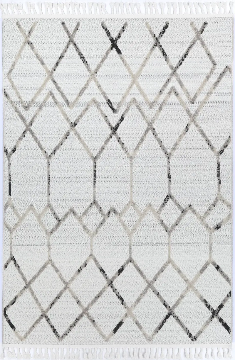 Ares Dorian Geometric Cream And Taupe Rug 1