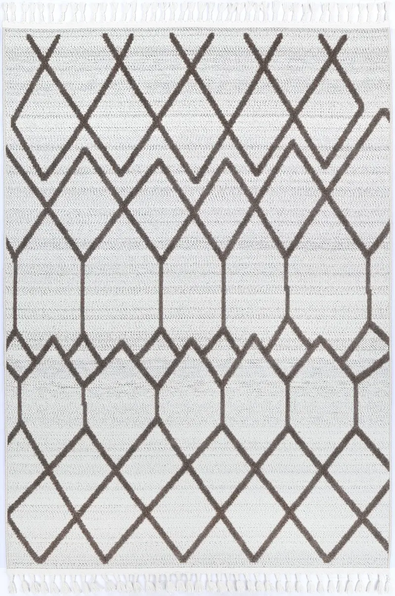 Ares Lelantine Geometric Cream And Brown Rug 1
