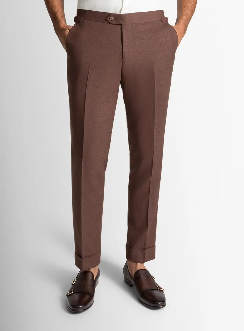 Argenta Basketweave Copper Brown Trousers 1