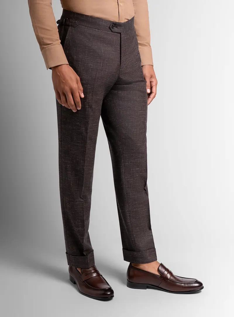 Argenta Chocolate Brown Mouliné Trousers 1