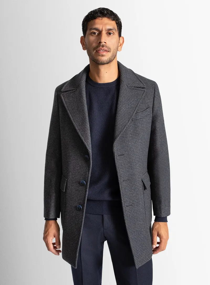 Asiago Navy Wool Pile Overcoat 1