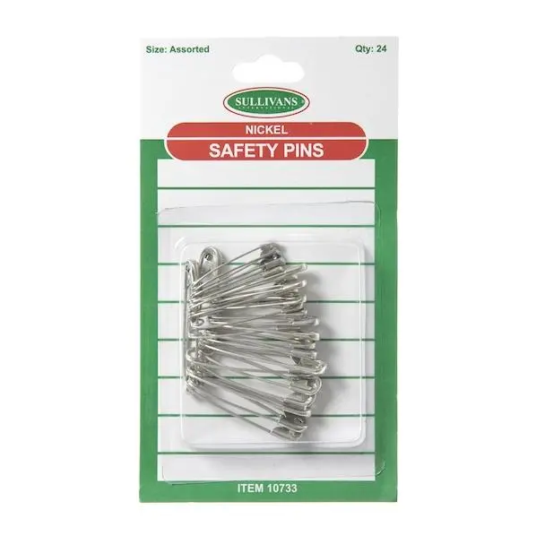 Assorted Nickel Safety Pins- 24Pk 1