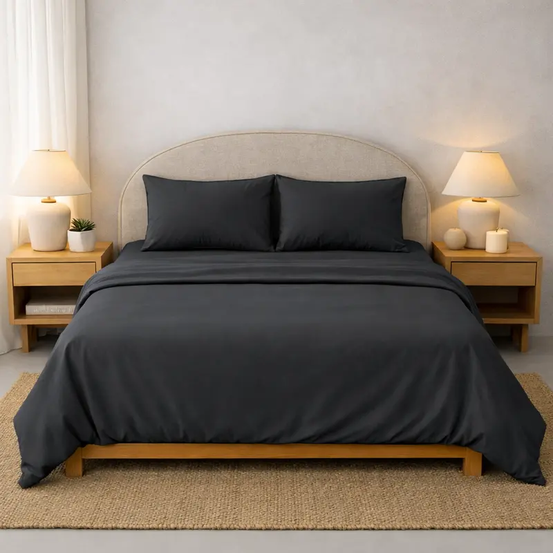 Athena Microfibre Bed Sheet Set - Charcoal | Super Soft & Easy Care 1