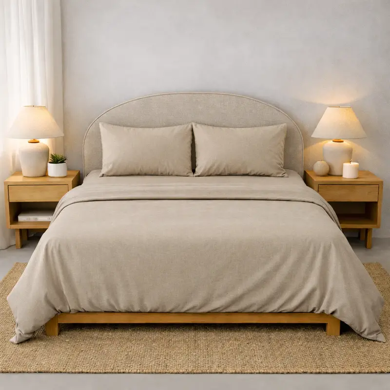Athena Microfibre Bed Sheet Set - Double | Light Beige | Super Soft & Easy Care 1
