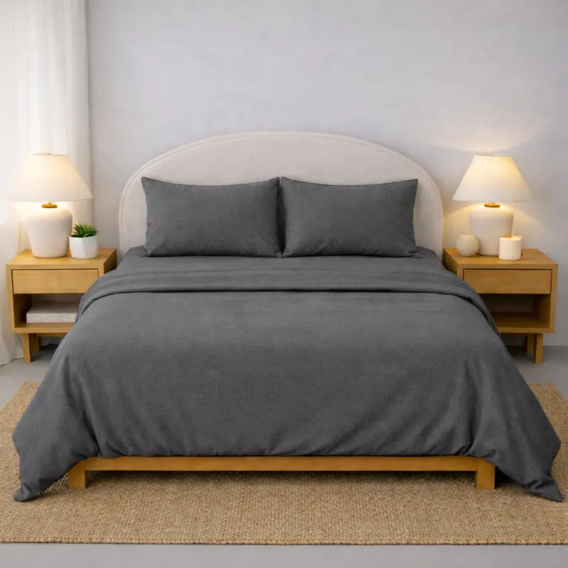 Athena Microfibre Bed Sheet Set - Grey | Super Soft & Easy Care 1