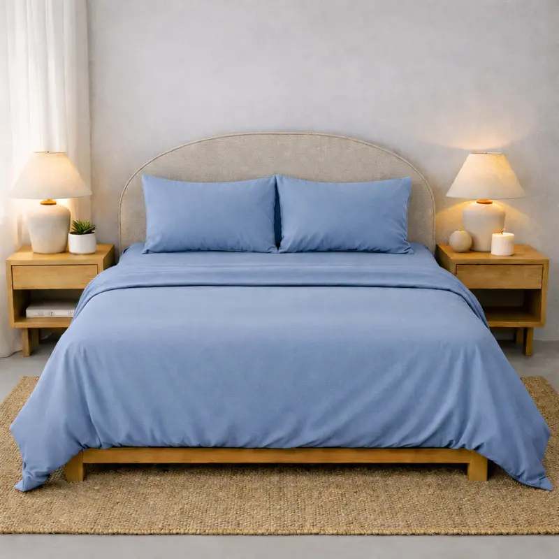 Athena Microfibre Bed Sheet Set - Light Blue | Super Soft & Easy Care 1