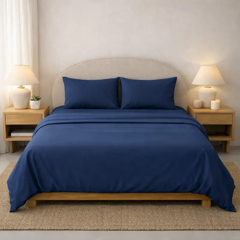 Athena Microfibre Bed Sheet Set - Navy | Super Soft & Easy Care 1