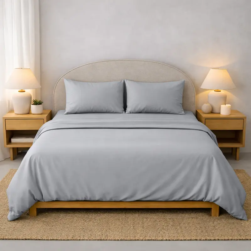 Athena Microfibre Bed Sheet Set - Queen | Light Silver | Super Soft & Easy Care 1