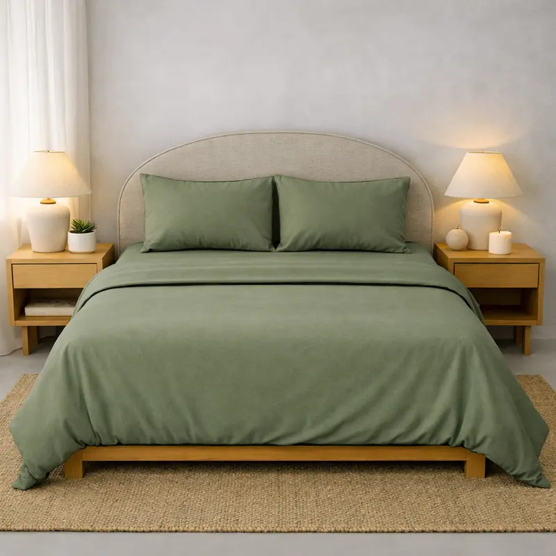 Athena Microfibre Bed Sheet Set - Sage | Super Soft & Easy Care 1