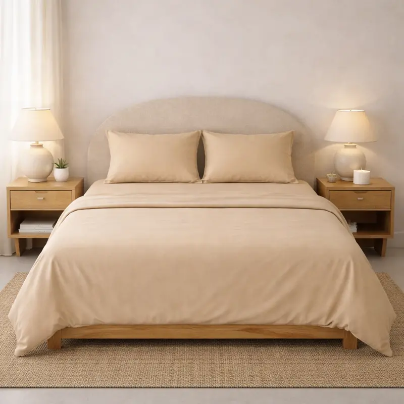 Athena Microfibre Bed Sheet Set - Sand | Super Soft & Easy Care 1