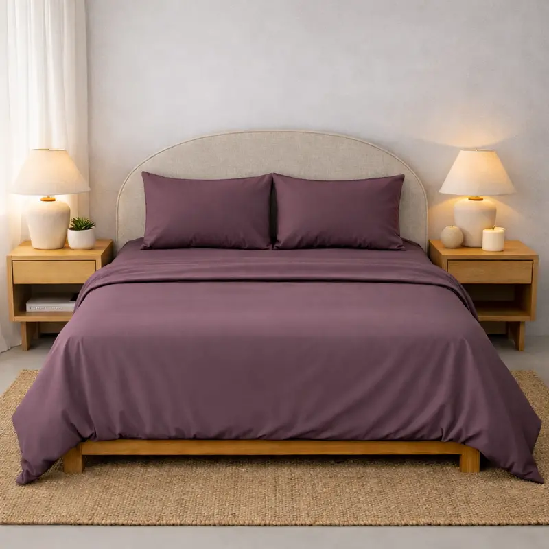 Athena Microfibre Bed Sheet Set - Single | Plum | Super Soft & Easy Care 1