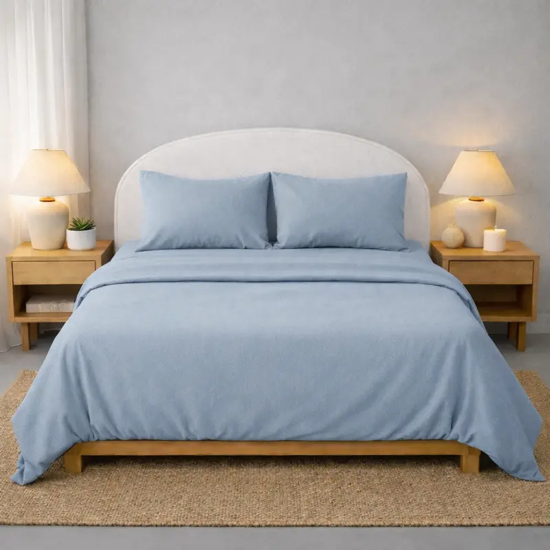 Athena Microfibre Bed Sheet Set - Sky Blue | Super Soft & Easy Care 1