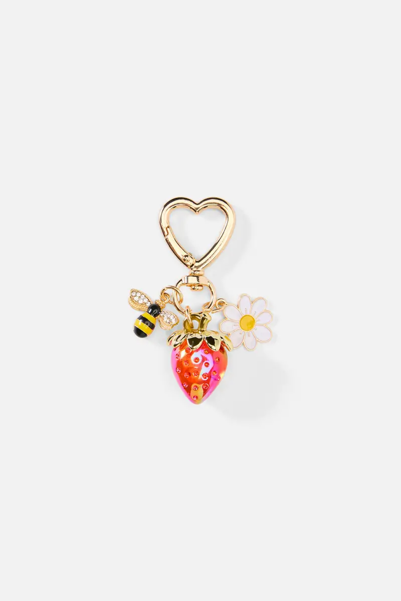 Bee And Strawberry Bag Charm 1
