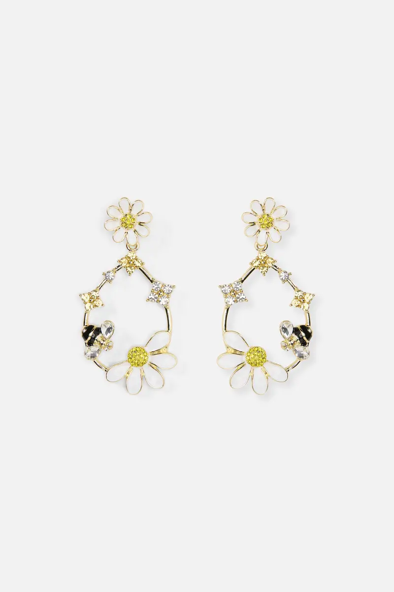 Bee & Flower Drop Earrings 1