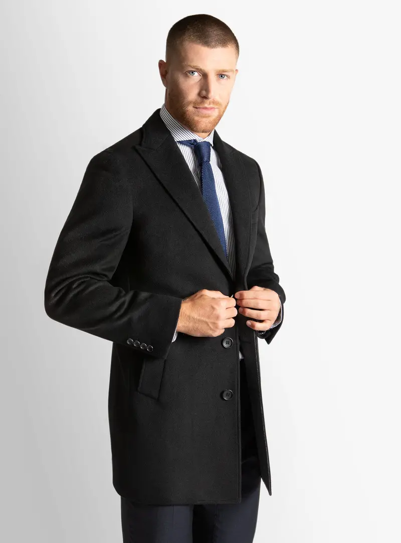 Bellagio Black Pile Overcoat 1