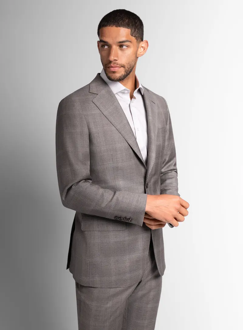 Belnades Plaid Taupe Brown Suit 1