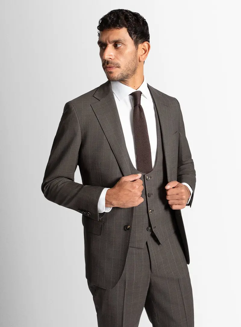 Belnades Striped Chocolate Brown Suit 1
