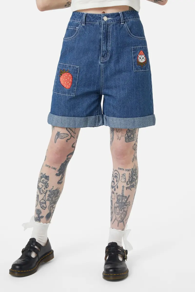 Berry Kitty Denim Shorts 1