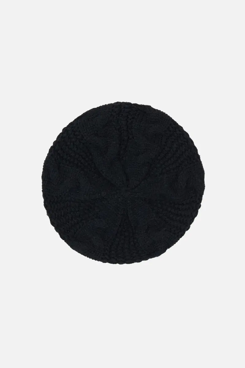 Black Cable Knit Beret 1