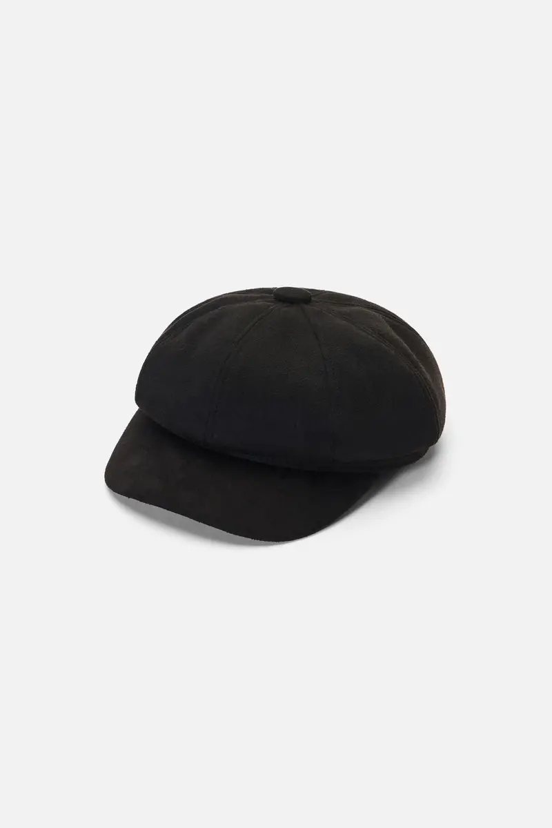 Black Faux Suede Baker Boy 1