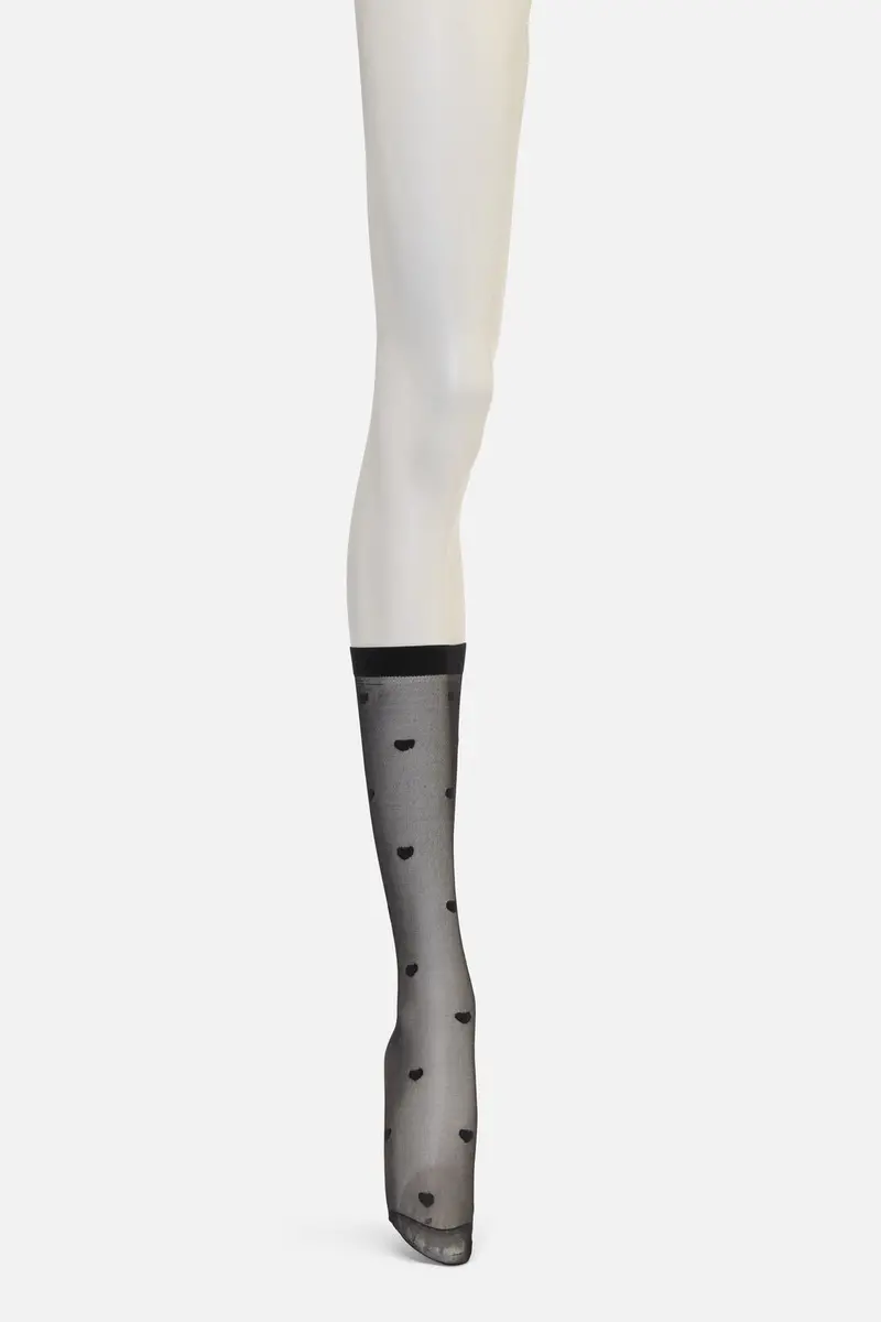Black Heart Mesh Long Socks 1