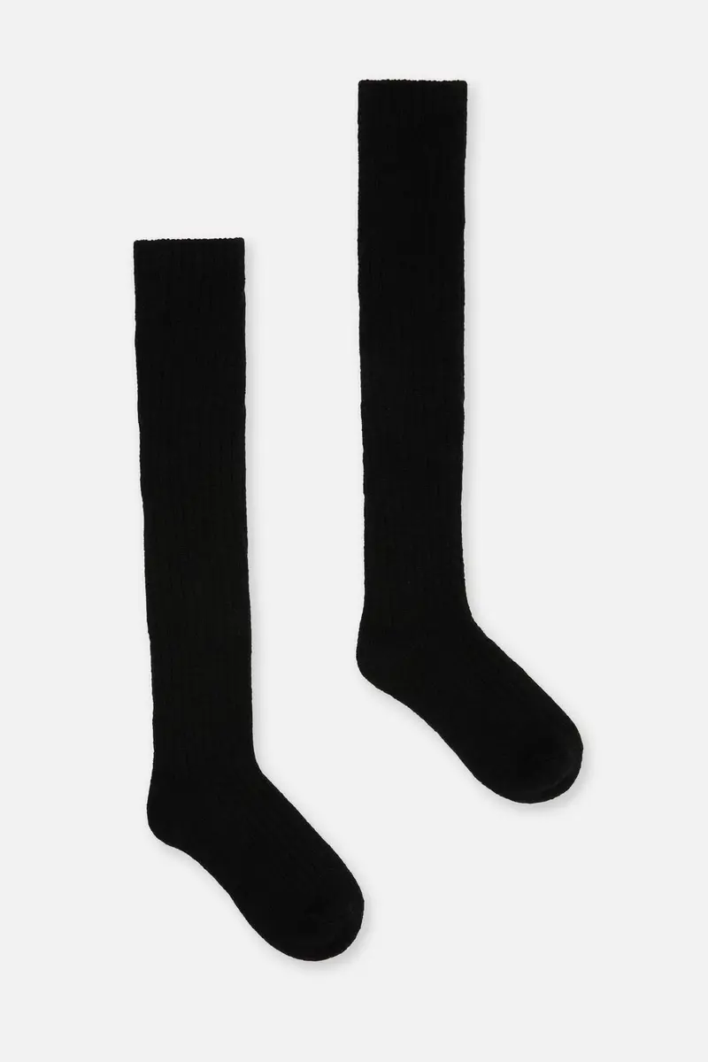 Black Long Rib Sock 1