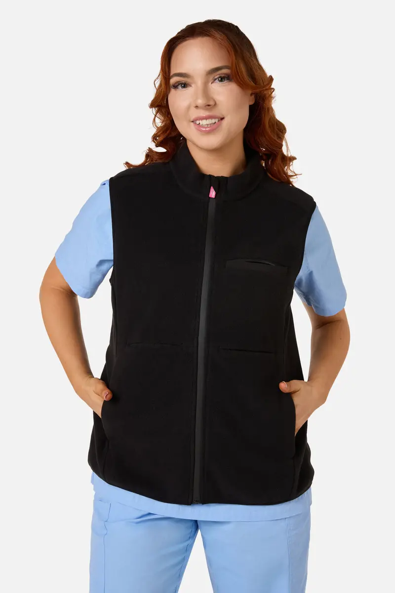Black Polar Fleece Scrub Vest 1