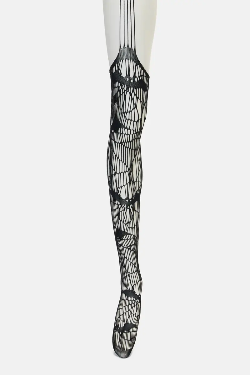 Black Shattered Suspender Tights 1