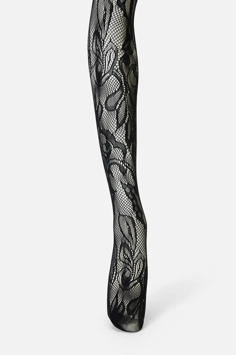 Black Swirls Fishnet Tights 1
