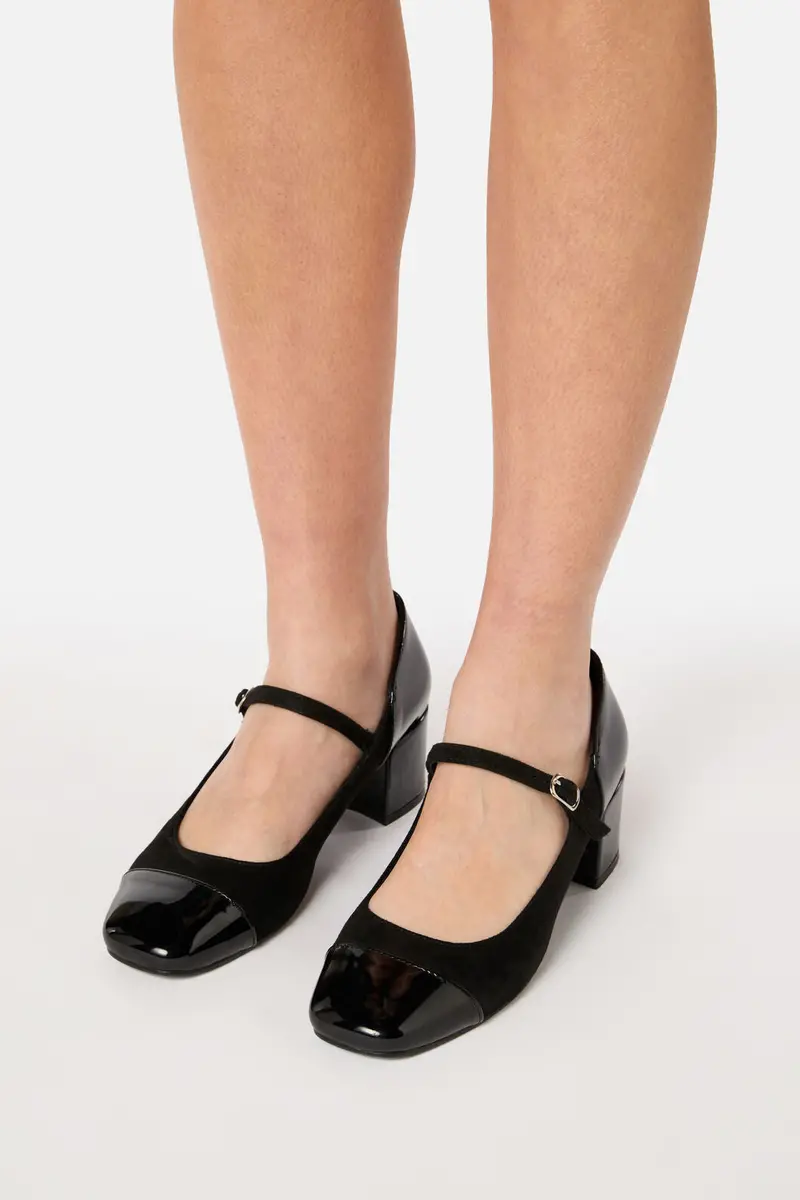 Black Two Fabric Mary Jane 1