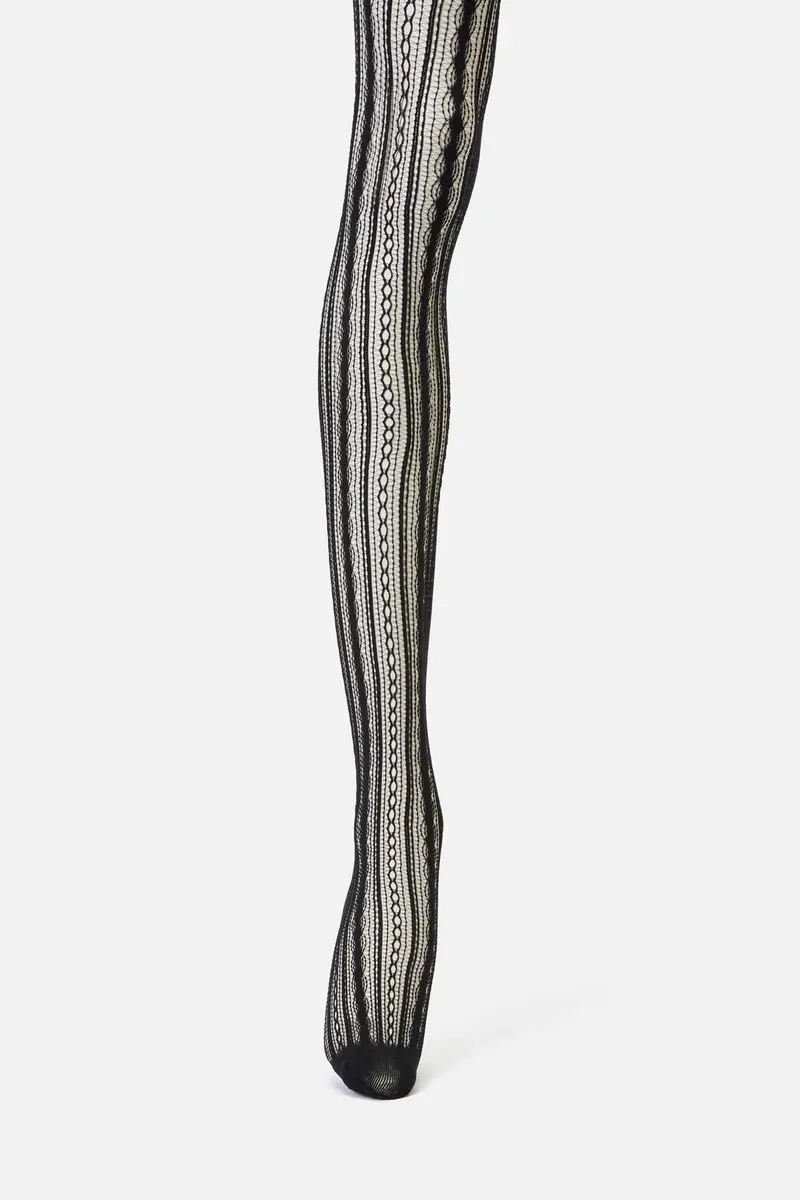 Black Vertical Fishnet Tights 1