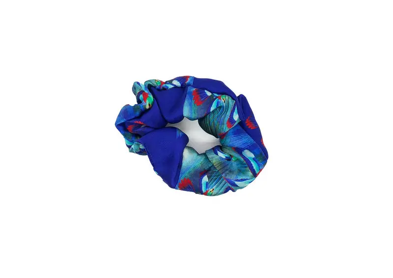Blue Hummingbird Scrunchie 1