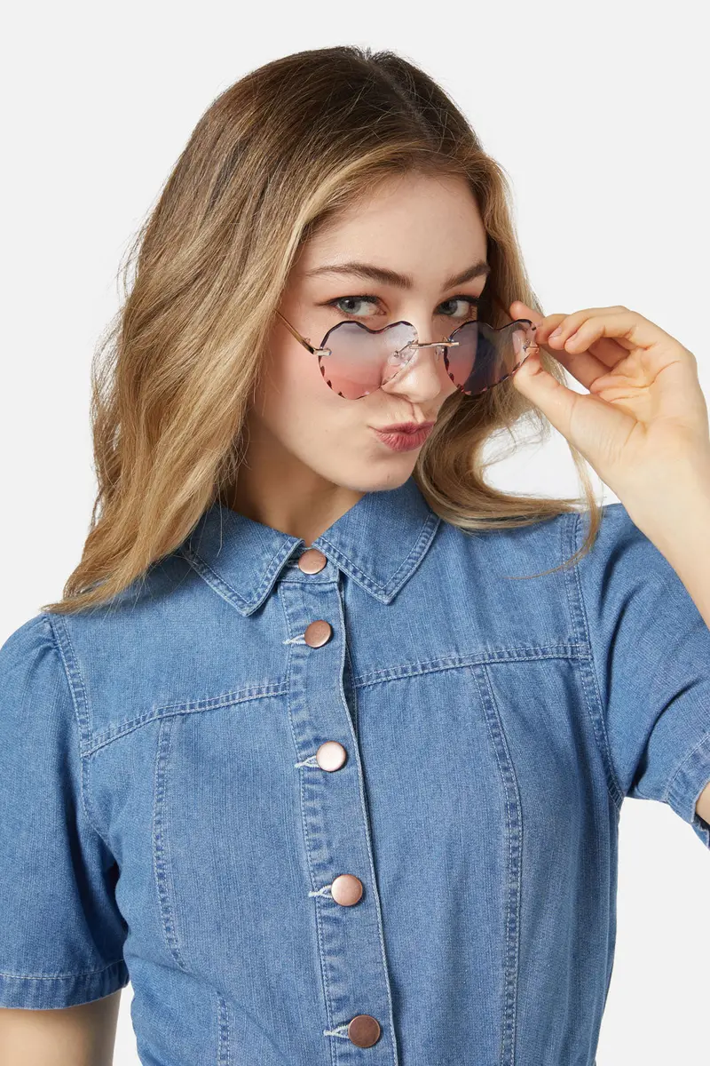 Blue Pink Heart Sunglasses 1