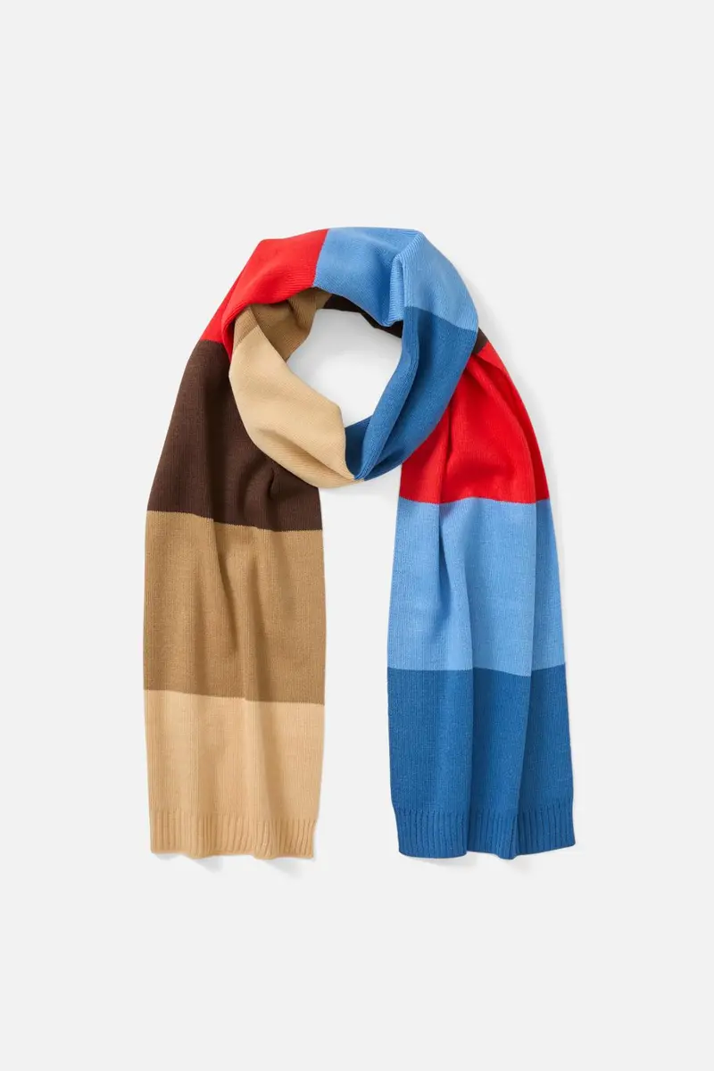 Blue Striped Knit Scarf 1