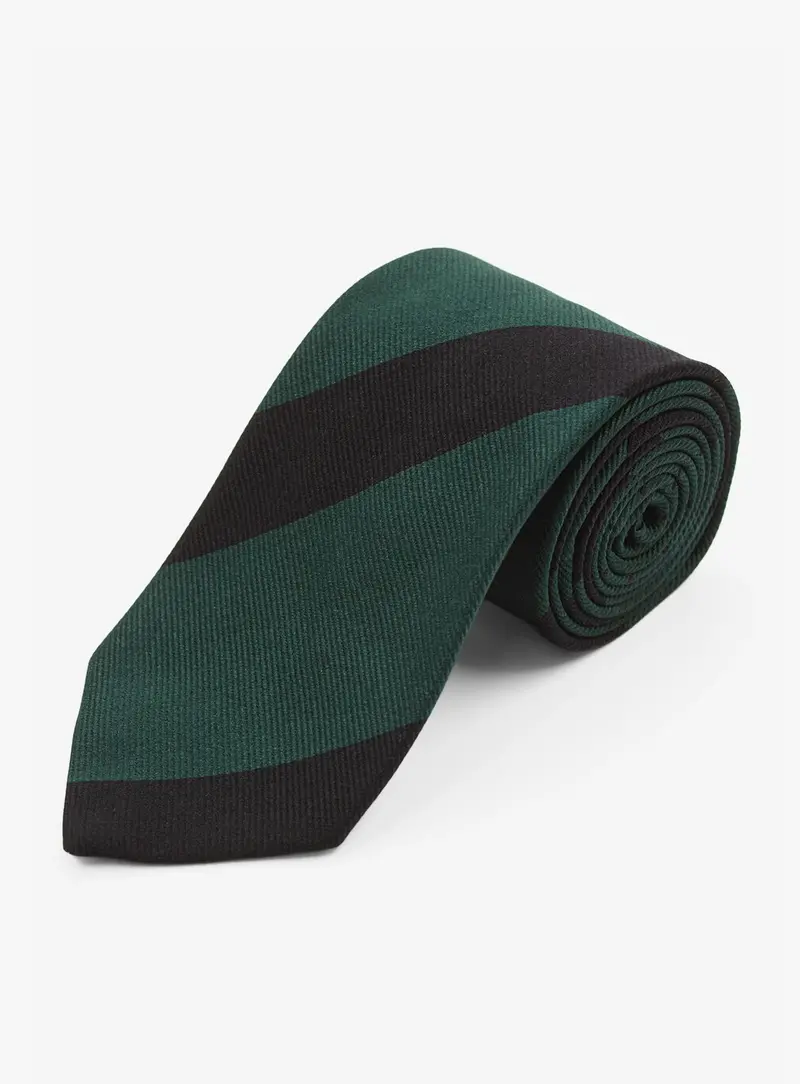 Bottinelli Double-Ended Green Charcoal Stripe Tie 1