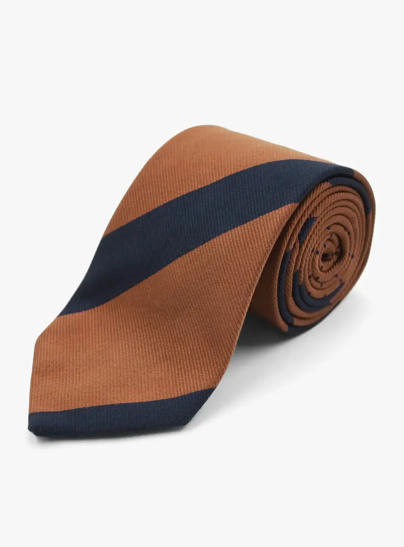 Bottinelli Double-Ended Orange Navy Stripe Tie 1