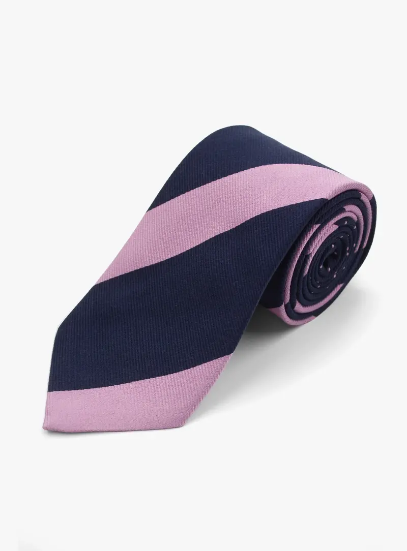 Bottinelli Double-Ended Pink Navy Stripe Tie 1