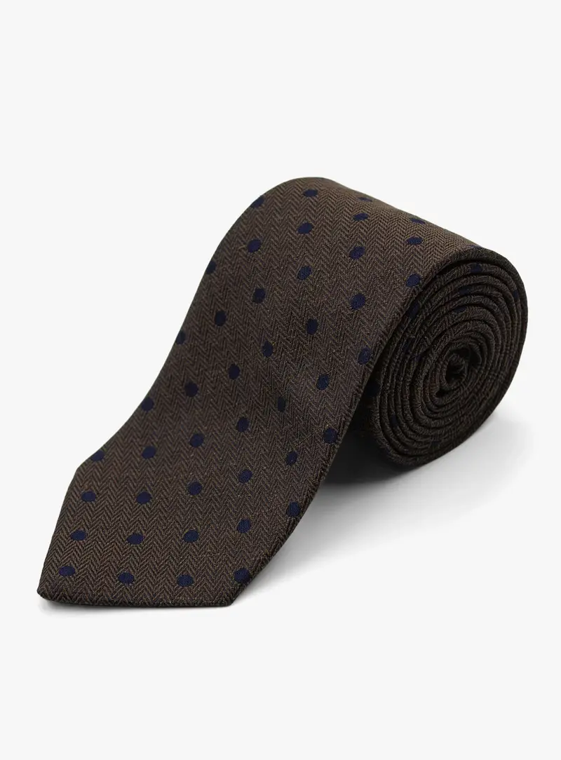 Bottinelli Herringbone Chocolate Brown Tie 1